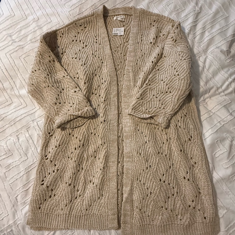 Maurices Light Tan Open Knit Cardigan